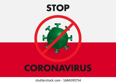 Detener el concepto Corona Virus Polonia. brote de coronavirus, Covid-19 Detengan el pánico. Ilustración vectorial.