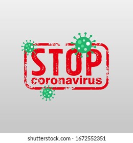 Stop Corona Virus Red Grunge Sign Illustration, Covid-19 Tag, Label, Poster Design Template Vector