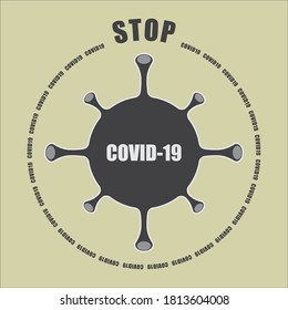 stop corona virus rounded style text logo with flat style vector