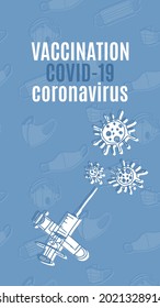 stop corona virus vaccination for everyone. sketch vector image