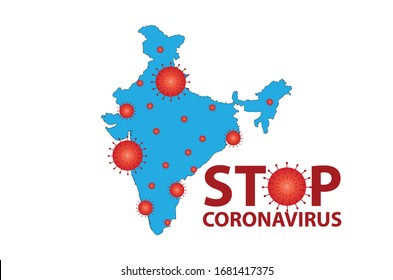 Parar el virus Corona, Ilustración vectorial, India mapa que muestra el área afectada Covid 19