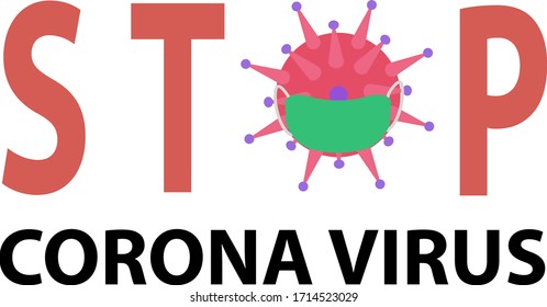 Stopp Corona Virus Vektorillustration Poster Konzept mit Morgensternsymbol mit Gesichtsmaske auf weißem Hintergrund