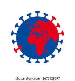 Stopp-Corona-Virus-Welt-Globus-Symbol Vektorillustration