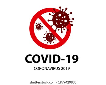Detener el logotipo de Coronavirus 2019 e icono de Covid-19