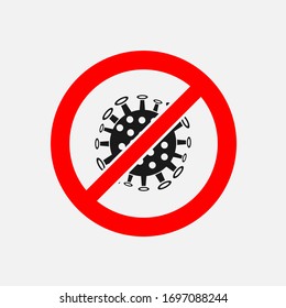 Stop coronavirus 2019 nCov icon. Stop virus and epidemic, bacterium, microbiology, pandemic symbol. Flat design. Stock - Vector illustration