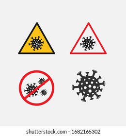 Beenden Sie die nCoV-Symptome des Ausbruchs von Coronavirus 2019 in Wuhan China. Vektorillustration-Symbol für Reise- oder Urlaubswarnung auf dem Zeichen.