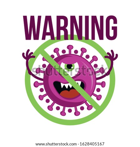 STOP coronavirus (2019-ncov) - hand drawn cute virus or bacterium - Awareness lettering phrase. Coronavirus in China. Novel coronavirus (2019-nCoV). Concept of coronavirus quarantine.