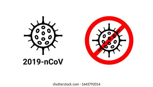 Stop Coronavirus 2019-nCoV vector sign. Chinese virus epidemy. Bacteria icon.