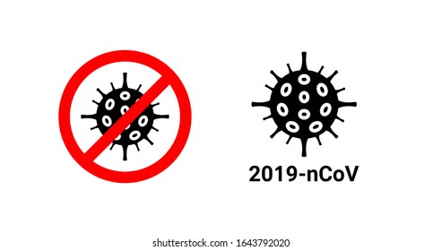 Stop Coronavirus 2019-nCoV vector sign. Chinese virus epidemy. Bacteria icon.