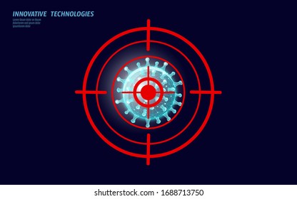 Stopp coronavirus 3D Low-Poly-Rendering. Infektionsvirus Influenza-Pneumonie der Laboranalyse. Moderne naturwissenschaftliche Medizin Vektorillustration Illustration