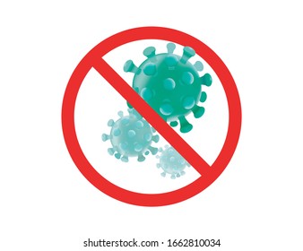 Stop coronavirus, Abstract virus model Novel coronavirus 2019-nCoV is crossed out with red STOP sign