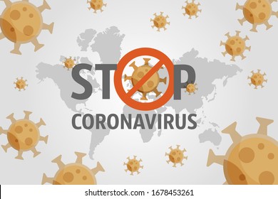 Stop Coronavirus Asian flu ncov over Earth background. Coronavirus danger and public health risk disease and flu outbreak. No Infection and Stop Coronavirus Concepts. Isolated Vector Icon