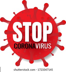 Stop Coronavirus Banner With Text White Background With Gradient Mesh, Vector Illustration