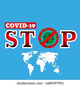 Detener el diseño de la tarjeta coronavirus vectorial eps 10