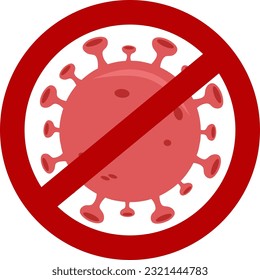 Parar Coronavirus. Información de signos de advertencia de precaución sobre el coronavirus. Virus endémico de corona Vector con cepa roja del virus