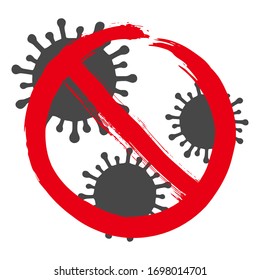 Stop Coronavirus cells concept. 2019-nCoV pandemic vector illustration isolated over white. No infection dangerous virus sign.