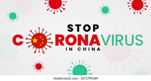 Stop coronavirus in China vector banner. Creative Illustration of COVID-19 concept. Stop 2019-nCoV outbreak.