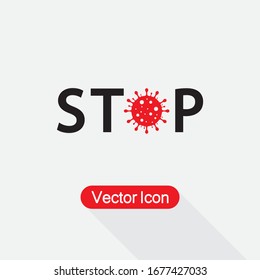 Stop Coronavirus Concept, Coronavirus Bacteria Cell Icon, Bacteria Icon Vector Illustration Eps10