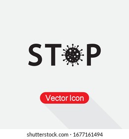 Detener el concepto de coronavirus, Icono de la celda de Coronavirus, Ilustración del icono del vector Eps10