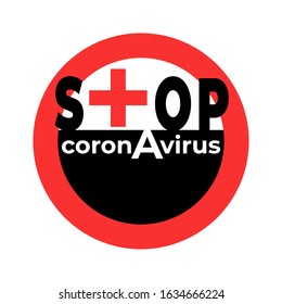 Stop Coronavirus concept, circle sign on white background. Flat illustration