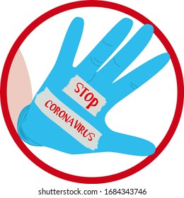 Stop Coronavirus concept, COVID - 19,
prohibition sign, banner, poster, icon. Flat vector illustration, isolated objects.