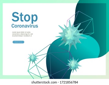 Stop Coronavirus Concept. Dangerous Pandemic 2019-nCoV icon. Vector illustration of coronavirus prevention. Protection and revention of 2019-nCoV, banner and landing page, vector