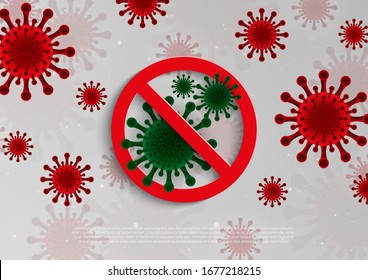 Stop Coronavirus concept inscription typography design logo. World Health organization WHO introduced new official name for Coronavirus disease named COVID-19, dangerous virus vector illustration.