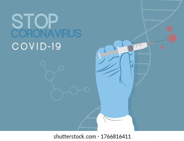 Stop coronavirus.The concept of preventing the spread of the epidemic and treating coronavirus. 
