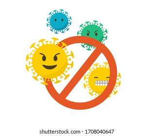 Stop the coronavirus conceptual emoji icons set. Vector illustration, background and banner