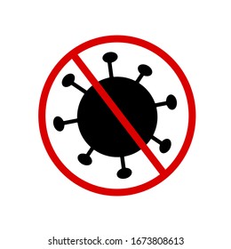 Stop coronavirus Corona virus danger sign isolated on white background. 2019-nCoV icon. Vector flat illustration.