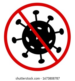 Stop coronavirus Corona virus danger sign isolated on white background. 2019-nCoV icon. Vector flat illustration.