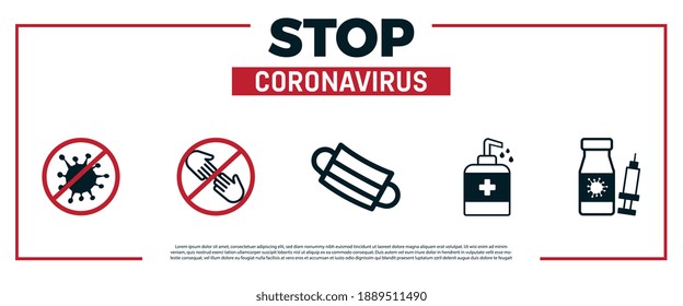 Stop coronavirus covid 19 vector. Stop Coronavirus Warning Sign. 2019-nCoV. Coronavirus preventive signs.