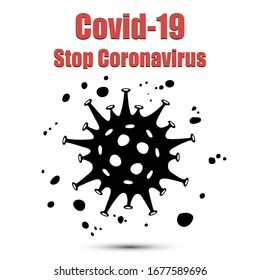 Stop Coronavirus. Covid-19. 2019-nCov. Abstract Illustration of blots. Pattern Design for icon, symbol, banner on isolated background. Flat style. Vector Illustration