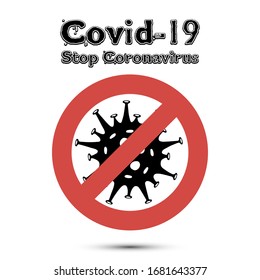 Stop Coronavirus. Covid-19. 2019-nCov. Pattern Design for icon, symbol, banner on isolated background. Flat style. Vector Illustration