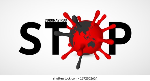 Stop Coronavirus Covid-19, 2019-nKoV. Illustration of virus unit. World pandemic concept. Vector illustration.