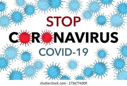 Stop Coronavirus Covid-19 Banner with bacteria sign. Medical fight poster design template.