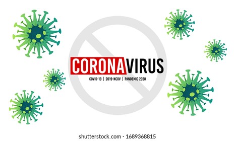 Stop coronavirus COVID-19. Corona virus outbreak. 2019-ncov pandemic. Caution coronavirus disease. Respiratory influenza covid virus. Quarantine, self-isolation. Covid-19 stop pandemic virus. Vector