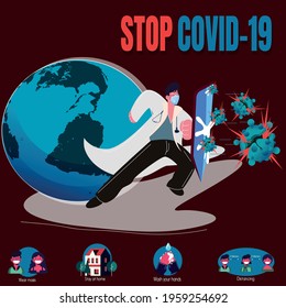 Stop Coronavirus, Covid-19, Pandemic.
we must stay safe and support our healthcare workers.
we must follow rules to stop coronavirus.