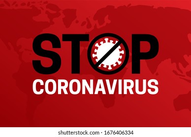 Stop Coronavirus Covid-19 Red Background Illustration with Corona Virus