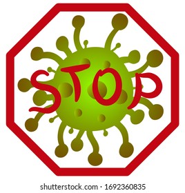 Stop coronavirus covid-19. Red sign on a white background. Fighting the global pandemic. EPS10 vector illustration