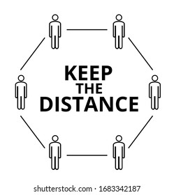 Stop coronavirus Covid-19.  Social distancing by keeping the distance. Recomendation to prevent spreading coronavirus. 
People keep the distance from each other. Vector illustration, poster.