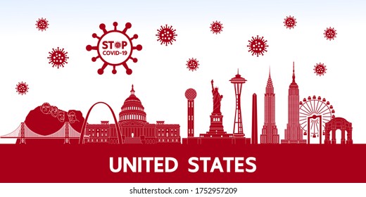 Stop coronavirus COVID-19 together vector Illustration concept.