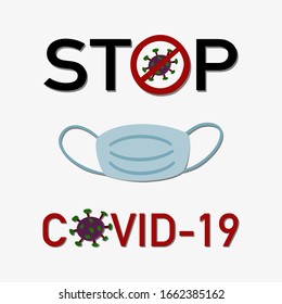Stop coronavirus (COVID-19), use mask for protection from virus COVID-19, vector/illustration