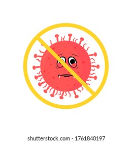 Stop coronavirus (covid-19) vector illustration. Stop Novel coronavirus (2019-nCoV). Cute virus or bacterium cartoon expression. Concept of coronavirus quarantine. SARS-CoV-2 Coronavirus pandemic 2020