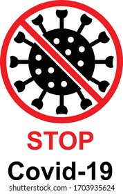 Stop the coronavirus Covid-19. Warning against the spread of the pandemic. Isolated sign on a transparent background, vector