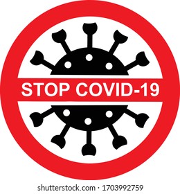 Stop the coronavirus Covid-19. Warning against the spread of the pandemic. Isolated sign on a transparent background, vector