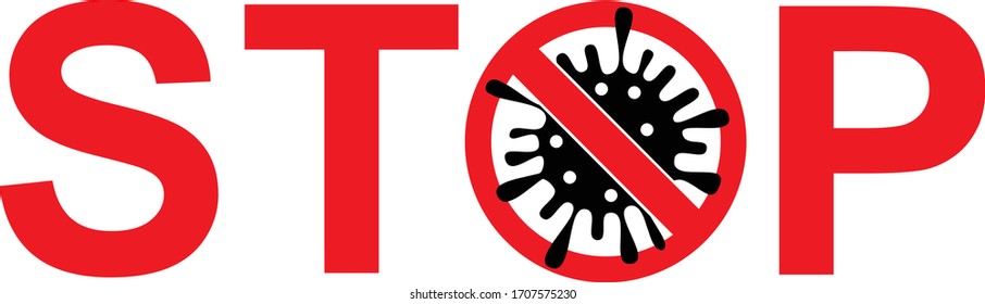Stop the coronavirus Covid-19. Warning against the spread of the pandemic. Isolated sign on a transparent background, vector