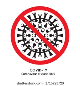 Stop Coronavirus disease COVID-19 background. Typography design logo for poster, banner, flyer. Silhouette virus cell and stop sign. Vector illustration.