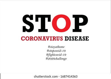 Stop coronavirus disease text with white background.