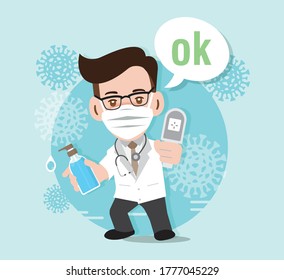 Stop coronavirus , Doctor fighting against Coronavirus , vector illustration